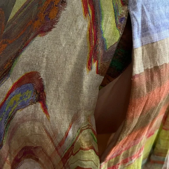 NWT Ulla Johnson | Aleksandra Pleated, Printed Linen Long Skirt Size 8 - Picture 9 of 13